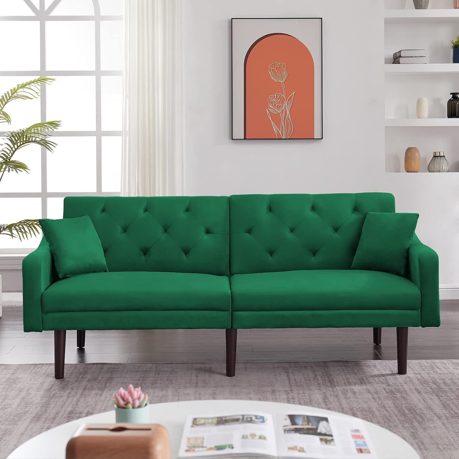 Nivtlpre Velvet Sofa, Tufted Loveseat Couch, Convertible