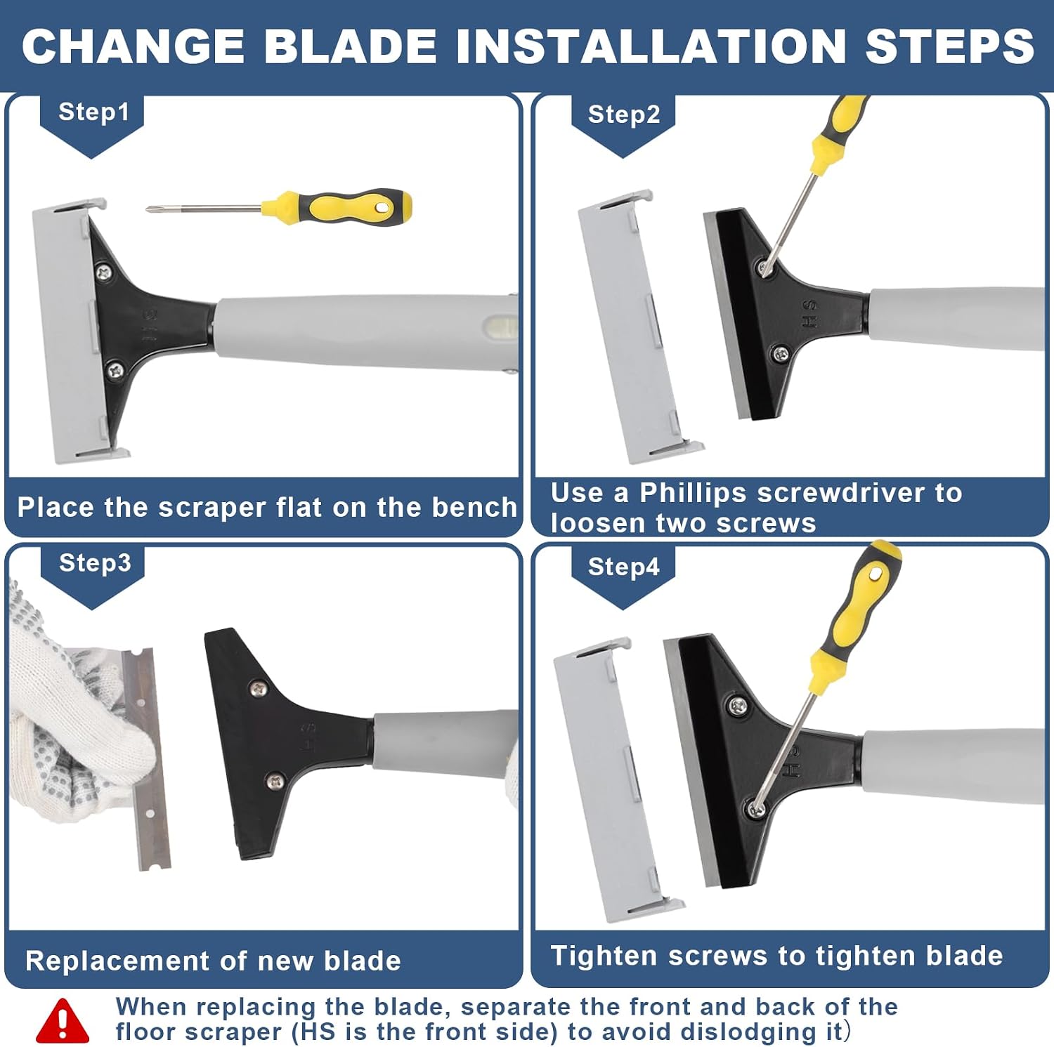 Floor Scraper Long Handle, 31" to 46" Gum Scraper Tool for Floor Cleaning Tile Wall Gum Paint with 4 inch Scraper Blade Long Handle Sturdy and Durable (31“-46”)