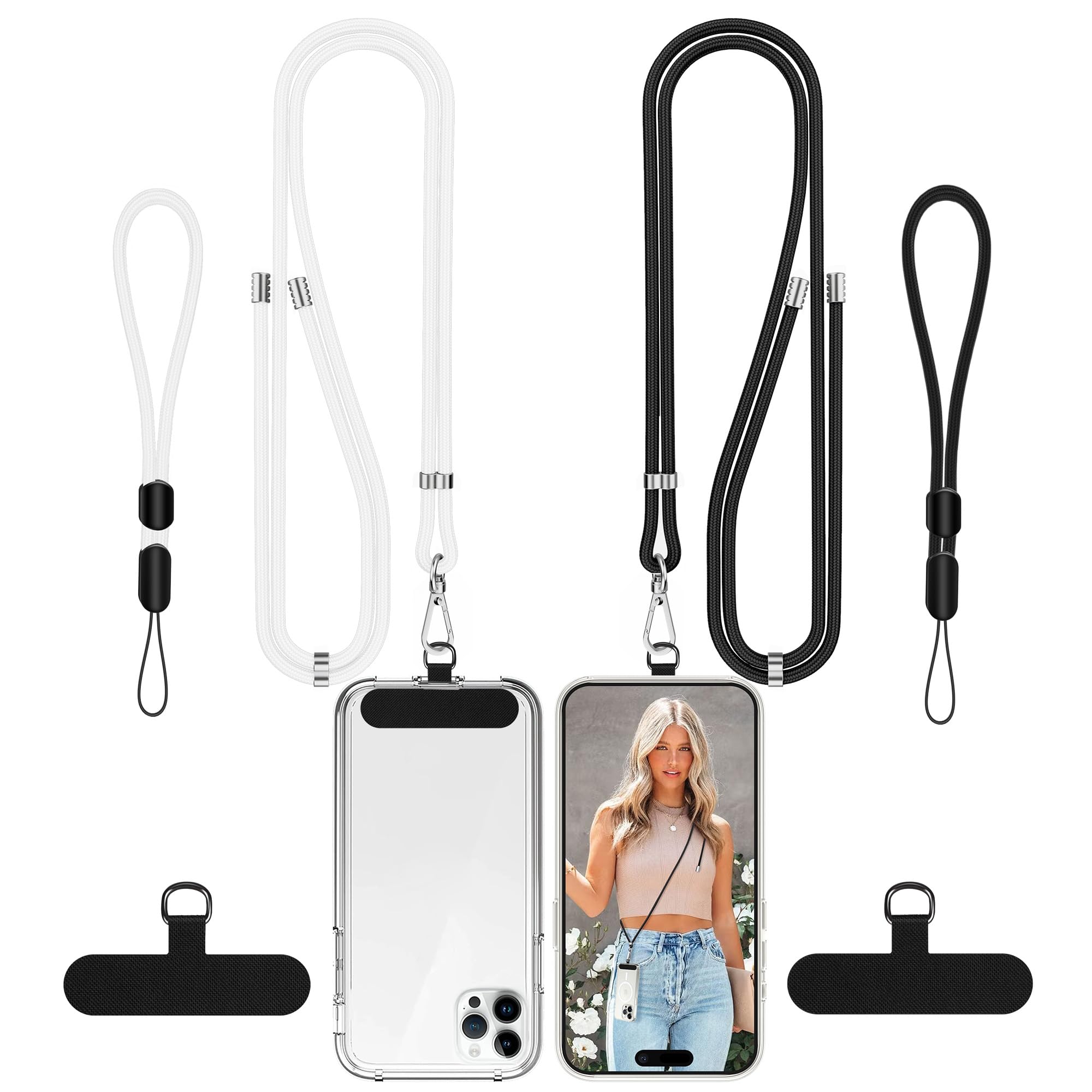 COCASES Phone Lanyard Crossbody 2 Pack Adjustable Anti-Theft Phone Strap Crossbody and 2 Pack Wrist Strap for Neck Strap iphone Lanyard Compatible with Most Mobile Phone-2 Patches — view 18