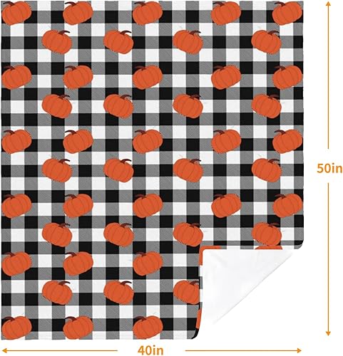 Miniatura 7 de Manta de calabaza naranja otoñal, manta de franela suave y ligera para sofá, dormitorio, sala de estar, 40 x 50 pulgadas