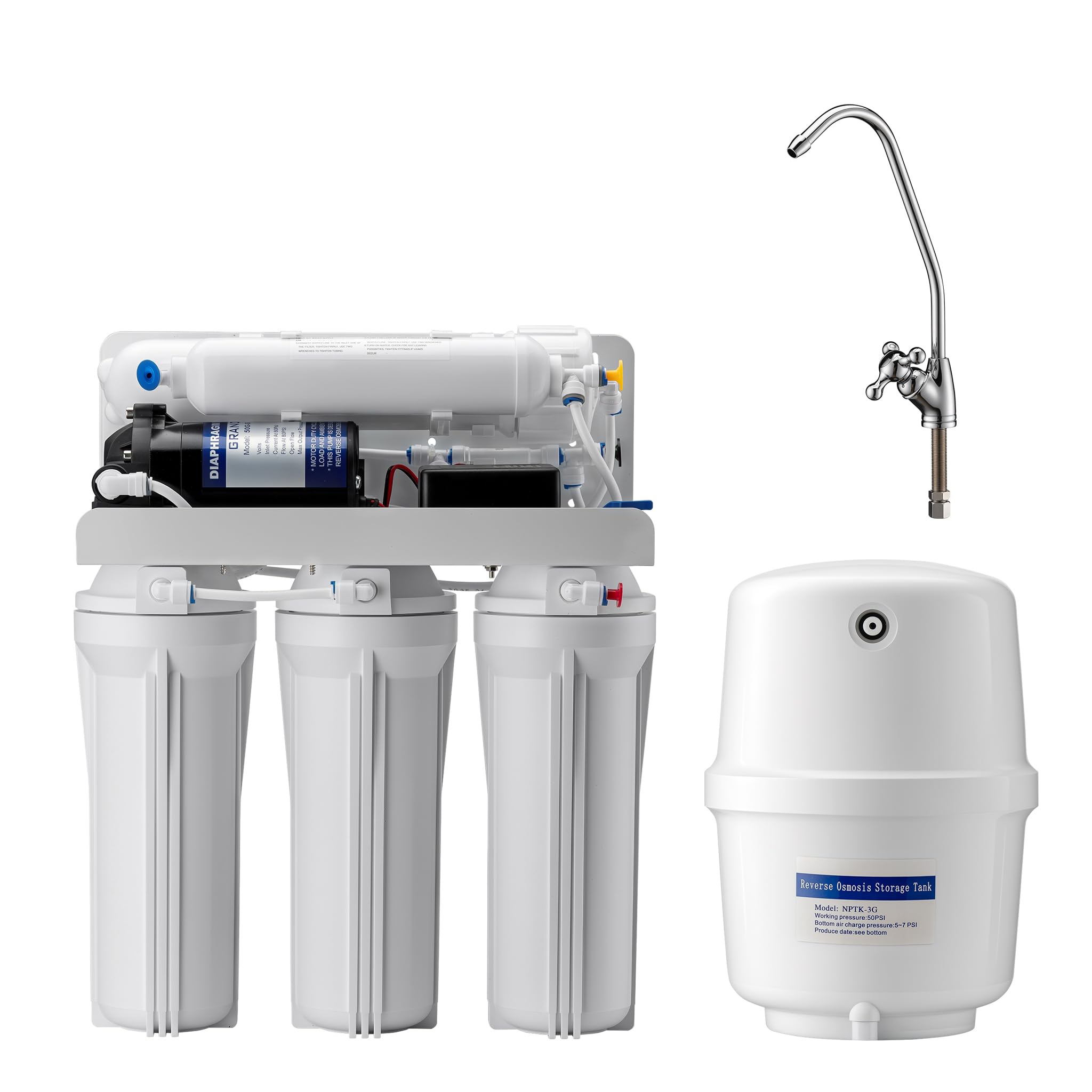 Naturewater NW-​RO50-​A1 Equipo de ósmosis inversa, filtración de agua de 5 etapas, 180 l/​día, sistema de ósmosis inversa doméstico, filtro de agua para casa