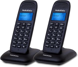 HelloBaby DECT 6.0 Cordless Phone with 2 Handsets - 1000ft Range, Call Block, Caller ID, Full-Duplex Speakerphone
