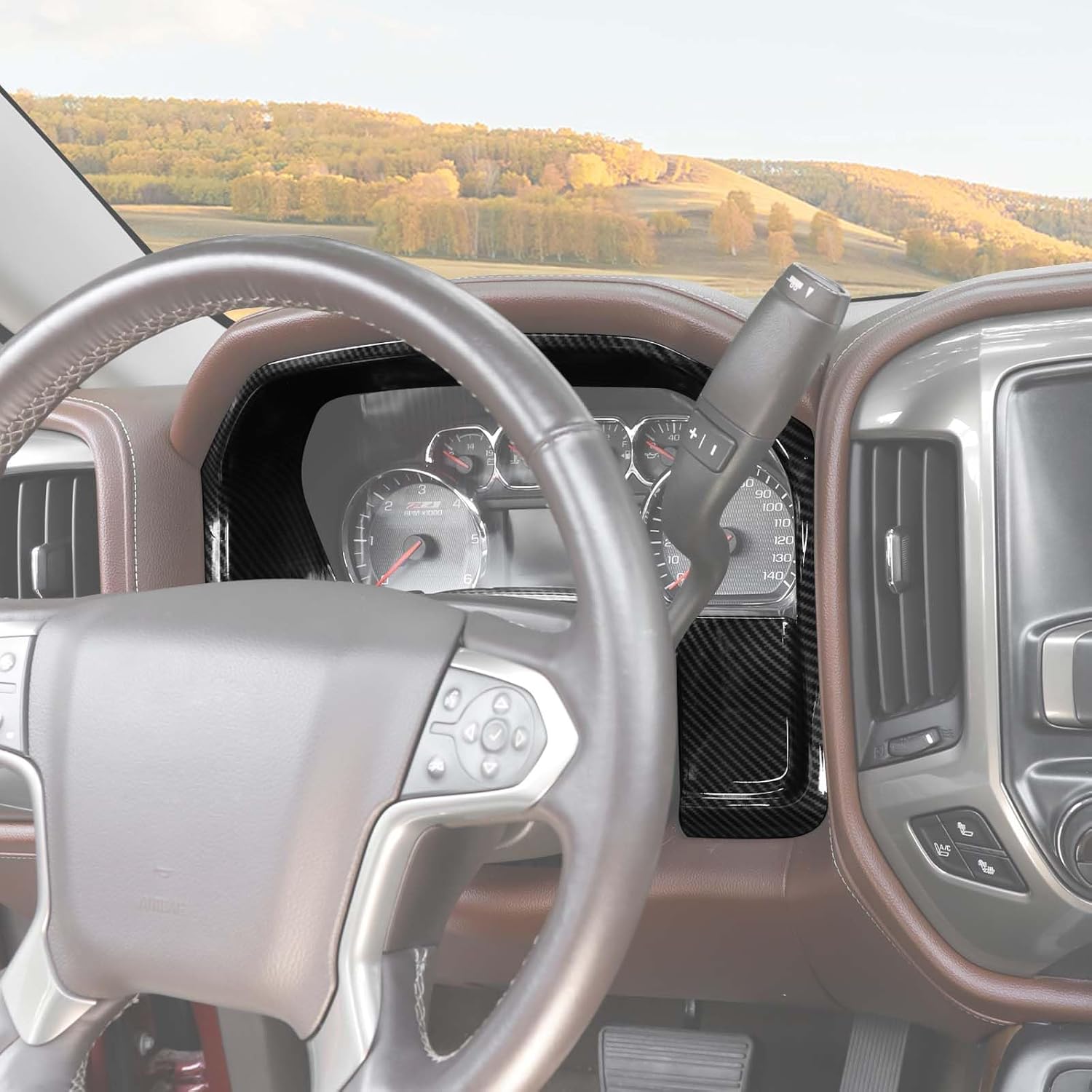 RT-TCZ for Silverado Carbon Fiber Dashboard Instrument Cluster Trim Cover for Chevrolet Silverado GMC Sierra 2014-2017 Black Carbon Fiber Grain Interior Accessories