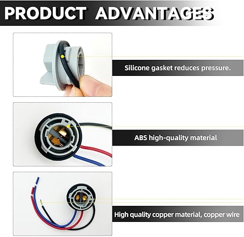 Miniatura 4 de Enchufe de enchufe de bombilla LED 1157, arnés de cableado de enchufe de luz de señal, luz trasera de señal de giro impermeable de plástico