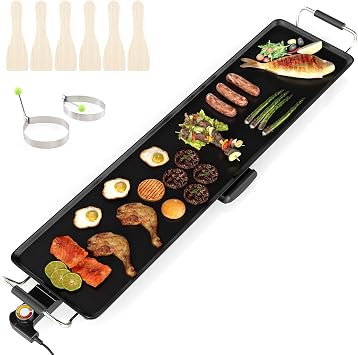 ARLIME 35" Large Electric Griddle, Nonstick Countertop BBQ Grill | Adjustable Temperature, Thermostats and Drip Tray, Teppanyaki Grill for Indoor & Outdoor
