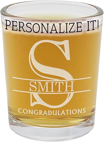 Vaso de chupito grabado personalizado de 2.5 onzas, 1 paquete, nombre del monograma personalizado, regalos personalizados para hombres y mujeres,