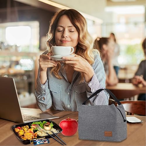 Miniatura 6 de Aosbos Bolsa de almuerzo aislada para mujer, lonchera pequeña para hombres, lonchera, hielera, lonchera para adultos, bolsa de almuerzo para