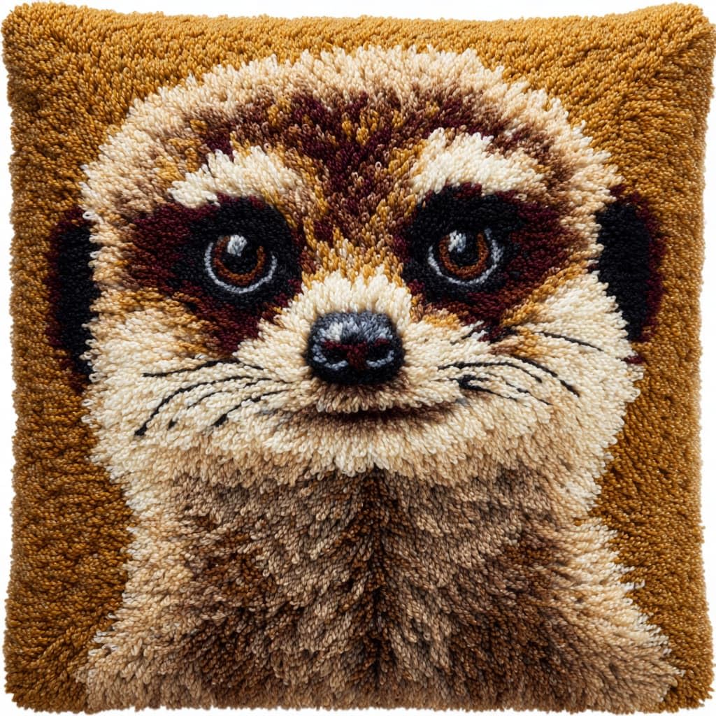 WallustrioaW Latch Hook Cushion Kits for Adults,Meerkats