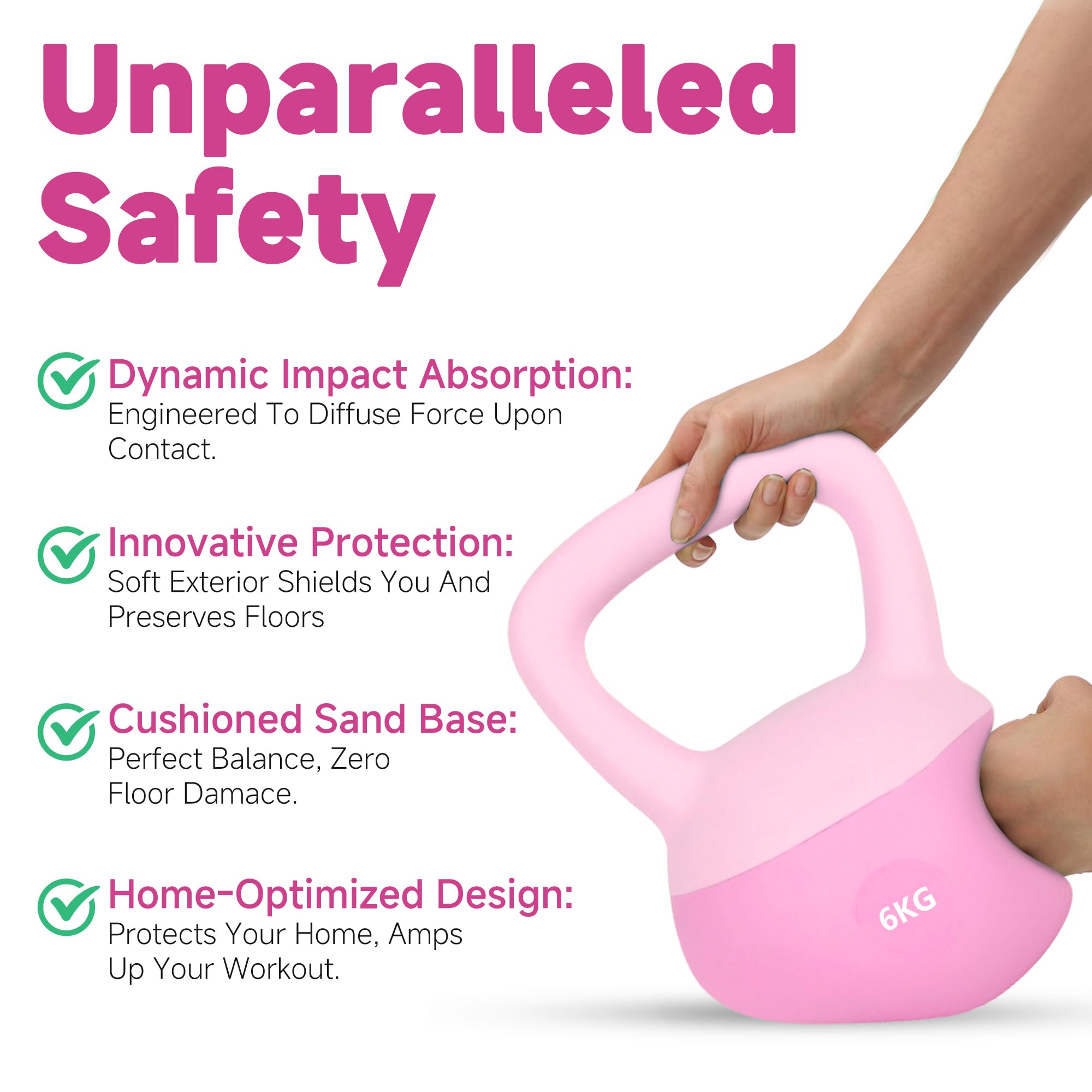 Leikefitness Weiches Kugelhantel-Set – rutschfeste Kugelhanteln für das Training zu Hause – Stärke und Sicherheit garantiert (Pink, 6kg)
