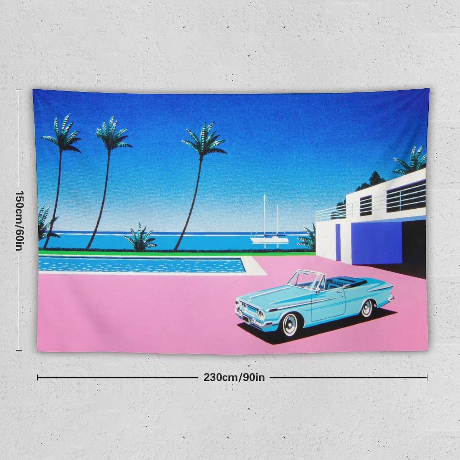 Amazon.co.jp: 永井博 イラストアートワーク タペストリー 夏 ビーチ