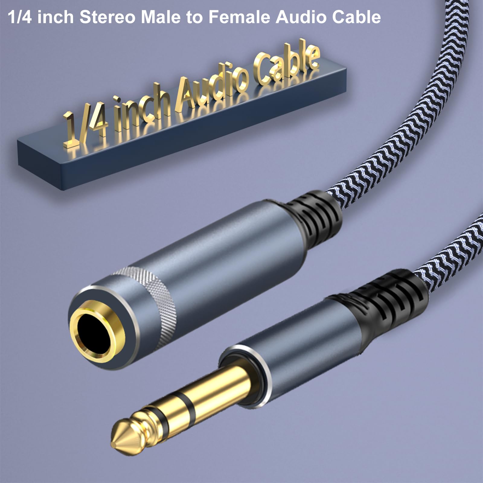 Verlängerungskabel, 6,35 mm (1/4 Zoll), Stecker auf Buchse, Stereo-Gitarren-Verlängerungskabel, Viertel-Zoll-Kopfhörer-Verlängerungskabel