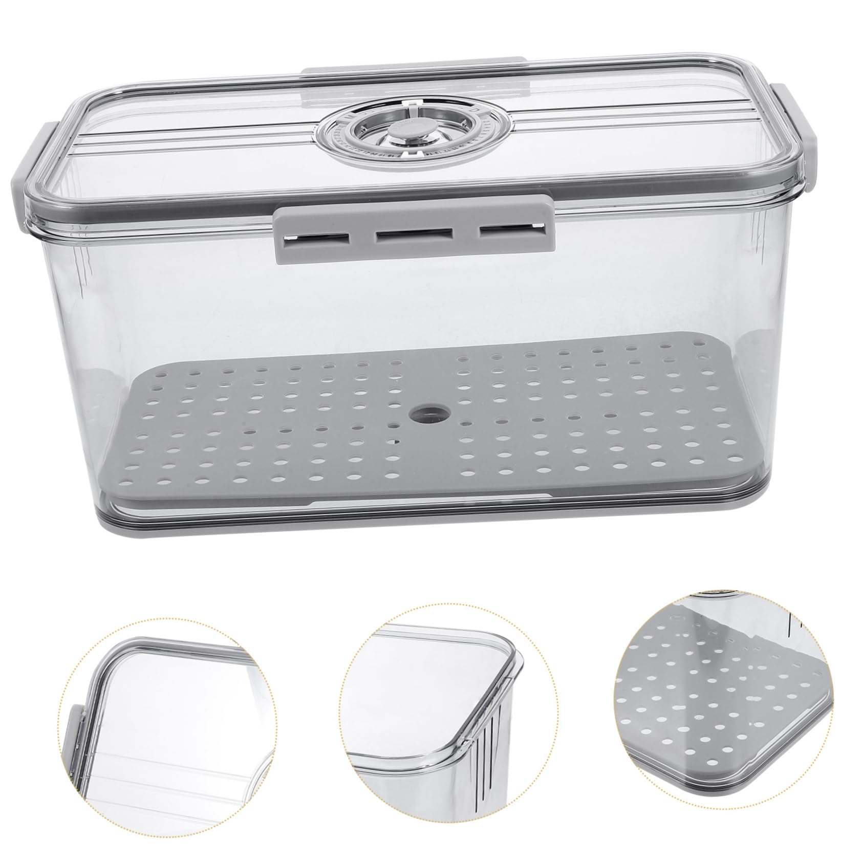 COLLBATH Frischebox aus Pet mit Deckel und Abtropfplatte für Kühlschrank | Transparentes Design, Hält Lebensmittel Frisch, Geeignet für Obst und Speisen in Schränken