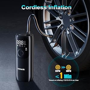 Tire Inflator Portable Air Compressor - Bike Tire Pump, 150PSI Cordless Air Pumps for Car Tires, Auto Off, Electric Tire Pump for Car, Motorcycle, Bicycle