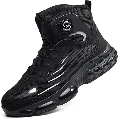 Safety Boots Men Women Air Cushion Steel Toe Cap Boots Lightweight Work Boots Comfortable Safety Trainers Swivel Buckle Shoelaces