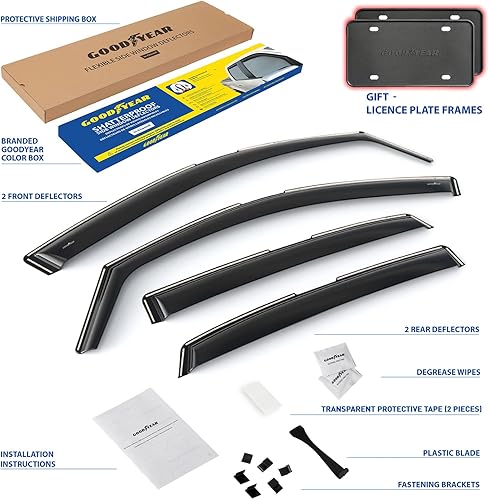 Miniatura 6 de Goodyear Deflectores de ventana inastillables en el canal para Honda Civic 2016-2021 Hatchback, protectores de lluvia, viseras de ventana para