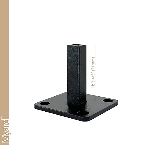 Miniatura 10 de Kit de brida de base de acero resistente de alta calidad para postes cuadrados de 1.5 pulgadas, juego completo con 1 base, 1 cubierta entrelazada, 4