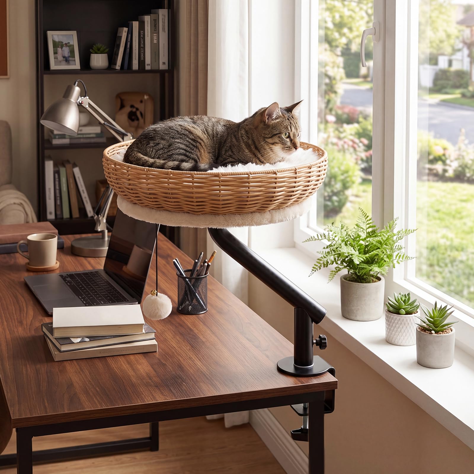 SOARS Katzenbett für Schreibtisch, 360° drehbare Katzenhängematte
