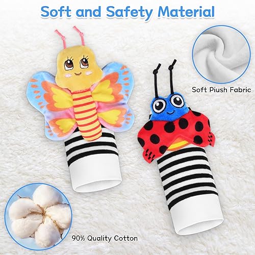 Miniatura 5 de Juguetes para bebés de 0 a 6 meses, sonajeros de muñeca y sonajero para bebés, conjunto de calcetines y buscador de pies, para bebés recién nacidos,