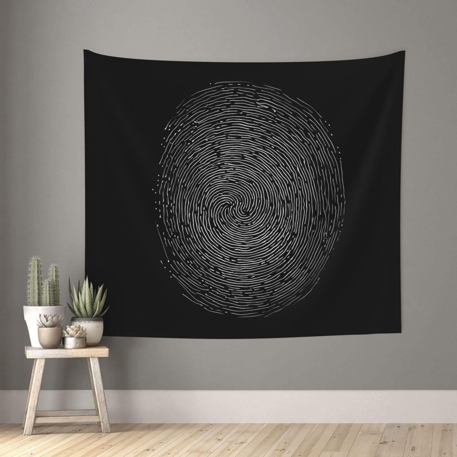 QMKFWT Living Room 60x51 InchFingerprint Tapestry Backdrop Wall Hanging Flag Indoor Outdoor Wall Art Tapestries Wall Decor Blanket Beach Throws Funny Banner Poster for Dorm, Bedroom