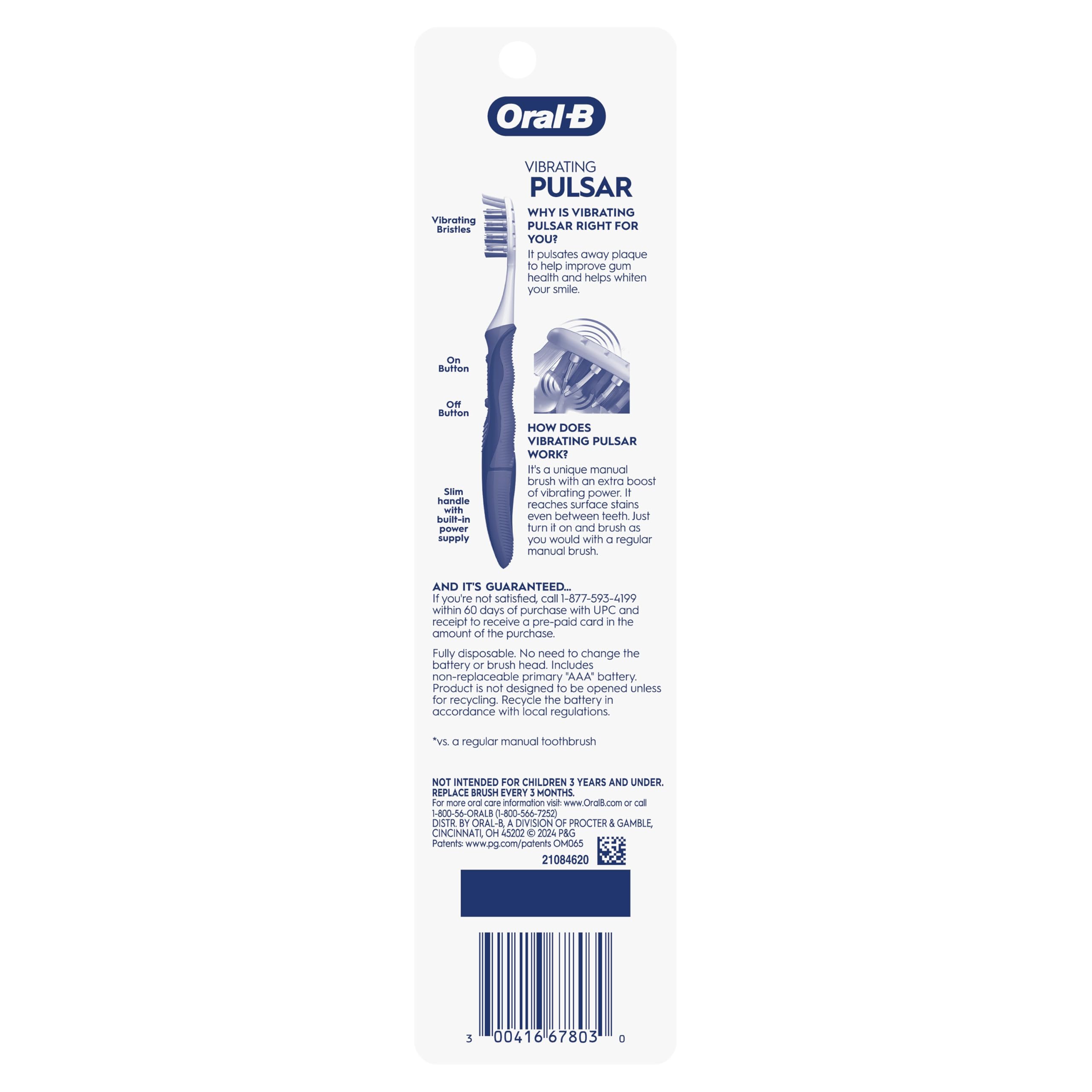 Oral-B Pro-Health Pulsar Battery Toothbrush, Soft, Blue , 2 Count (Pack of 1)