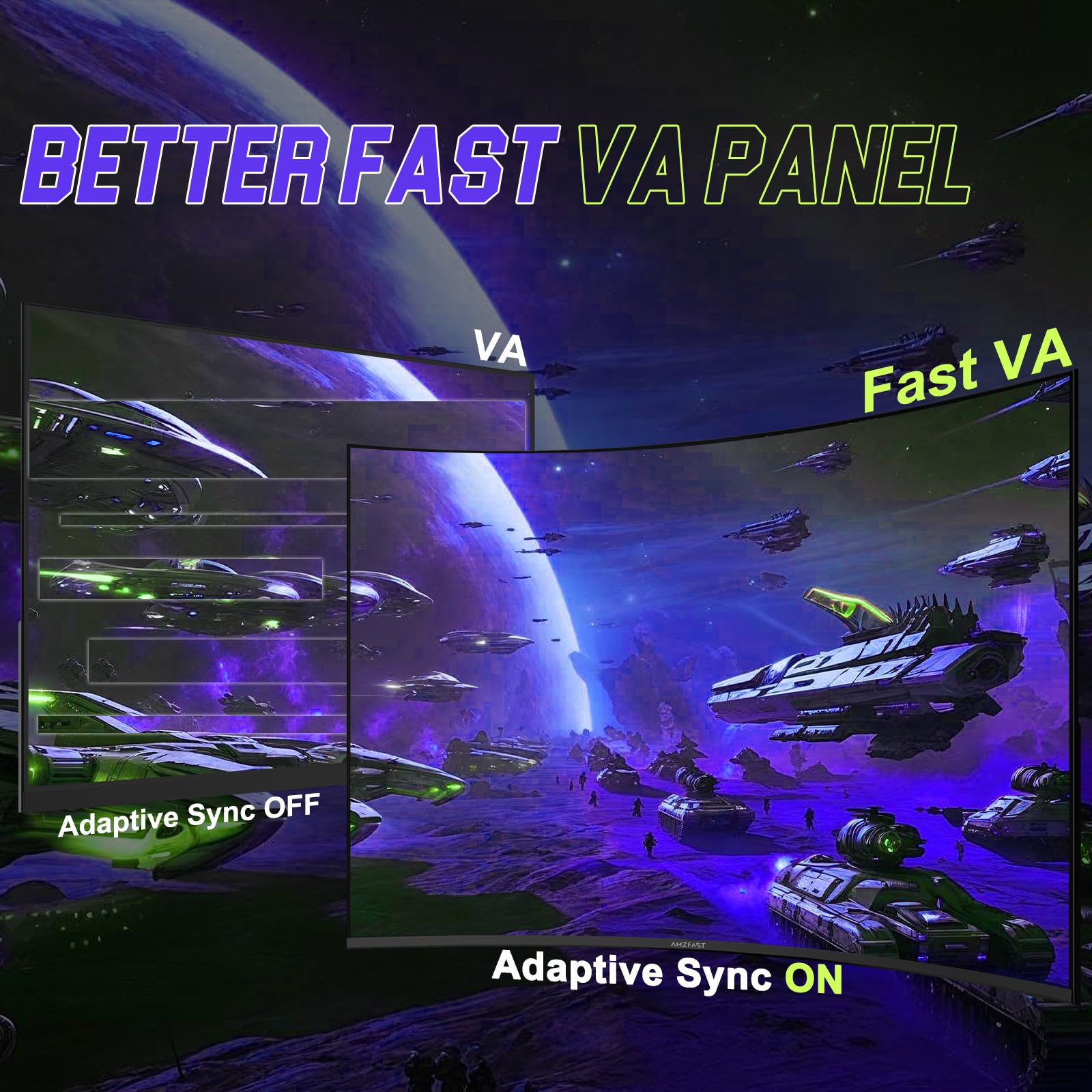 Amzfast 27 Inch Curved Gaming Monitor 200Hz, 1920x1080 FHD, 4000:1 Contrast, sRGB 130%, HDR, 1ms GtG, Adapive Sync, 1500R, Blue Light Filter, for PS5/PC Gaming, VESA 100x100mm, HDMI 2.0&DP 1.4, AMZG27C1 - 5