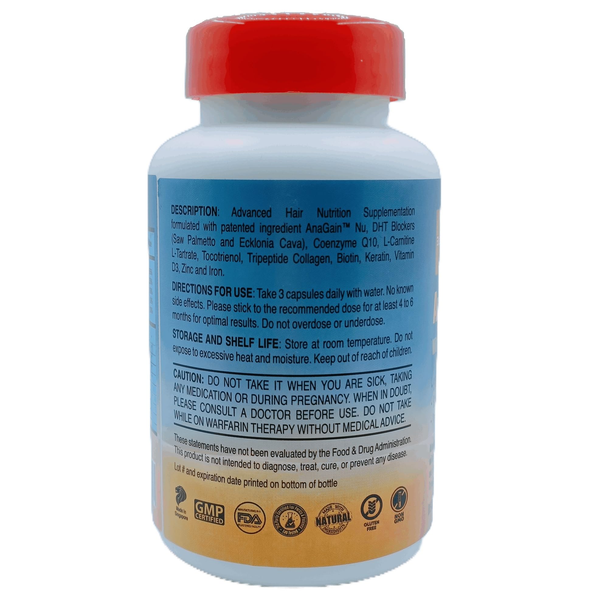 REGENSIFY Redensifying Hair Nutrition - Hair Regrowth Supplement with AnaGain Nu, Saw Palmetto, Ecklonia Cava, Coenyzme Q10, Tocotrienol, L-Carnitine | DHT Blocker | Anti Hair Loss for Men & Women