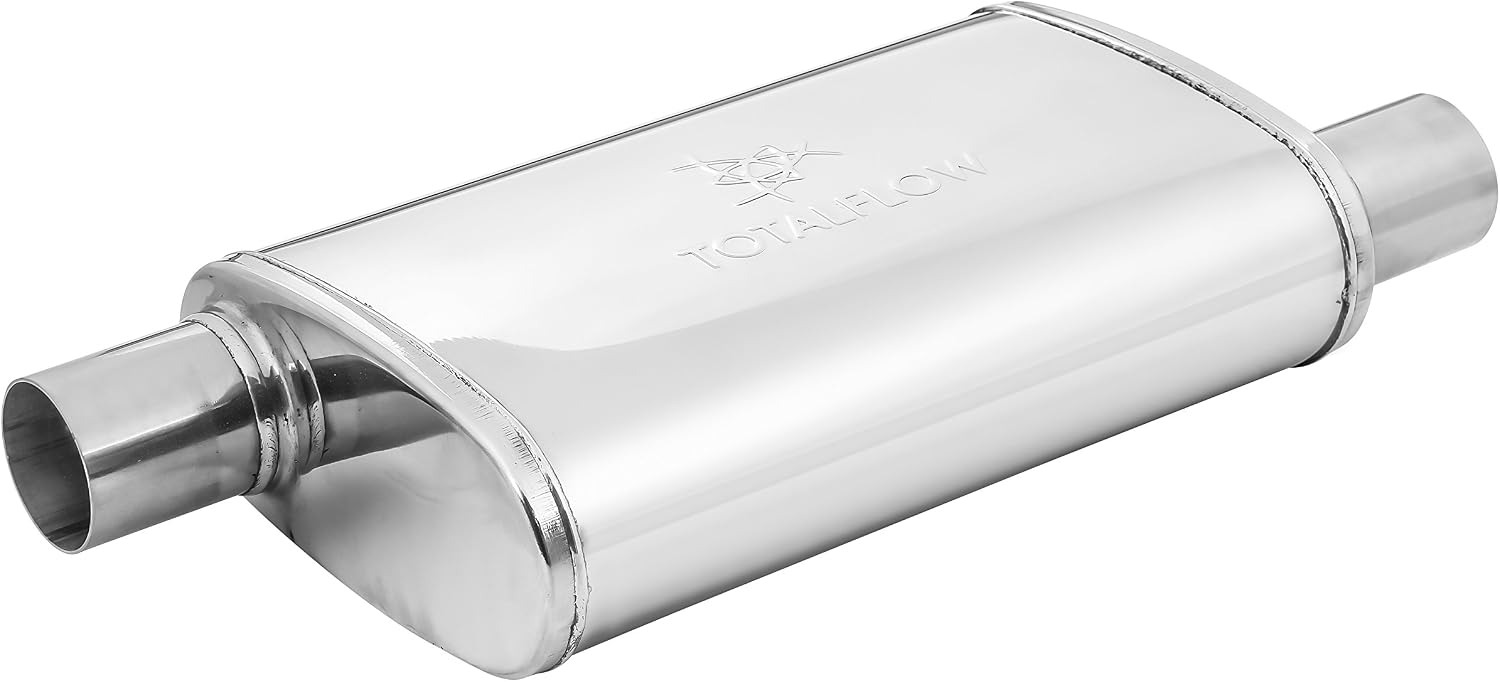 TOTALFLOW 33234 14" Muffler Body Straight Through Deep Tone Performance Muffler-14 Length / 20" OAL-Oval 4" x 9" 2" Offset Reversible/Bi-Directional