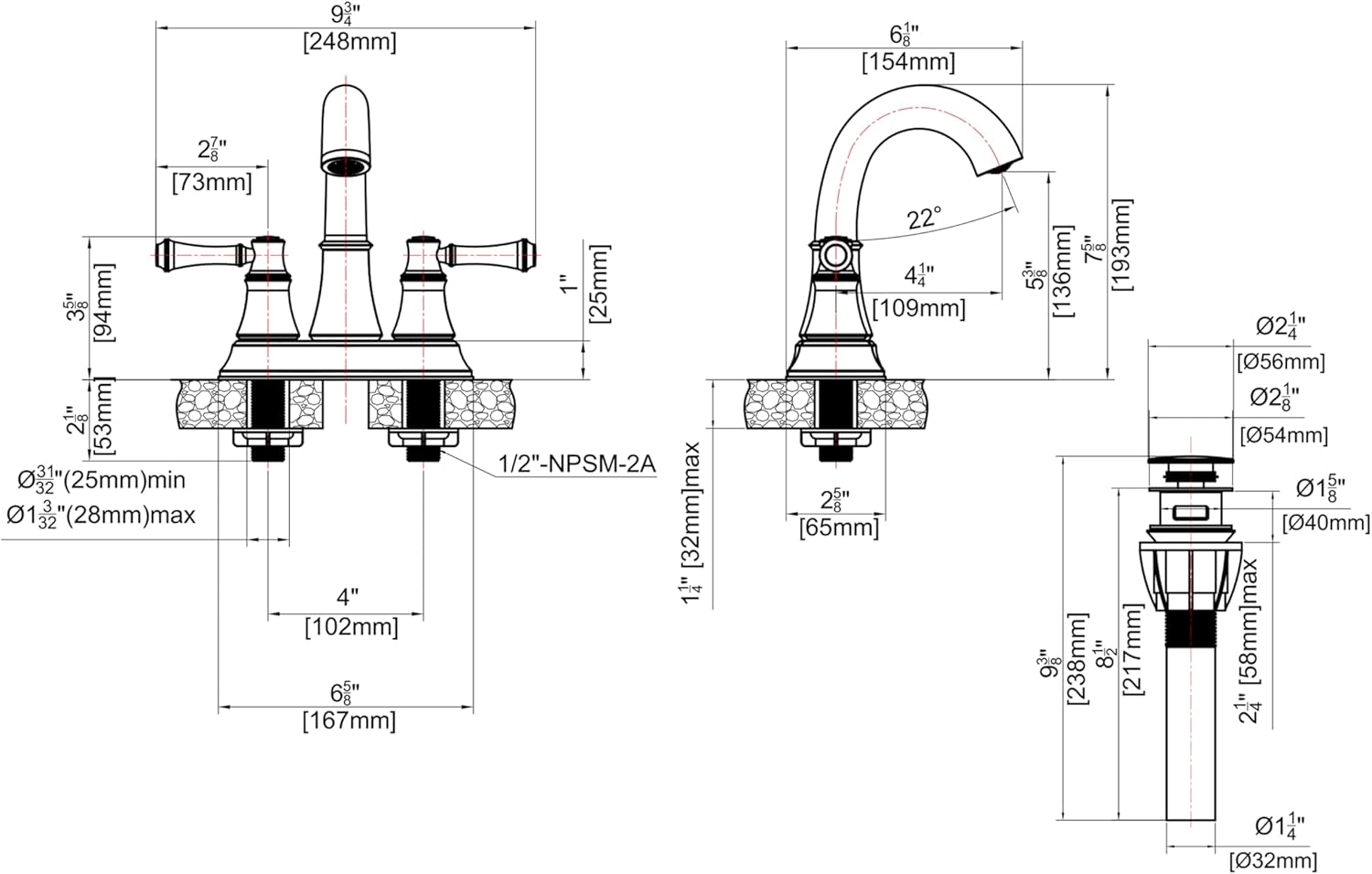 Brushed Nickel Double Handle High Arc Bathroom Faucet
