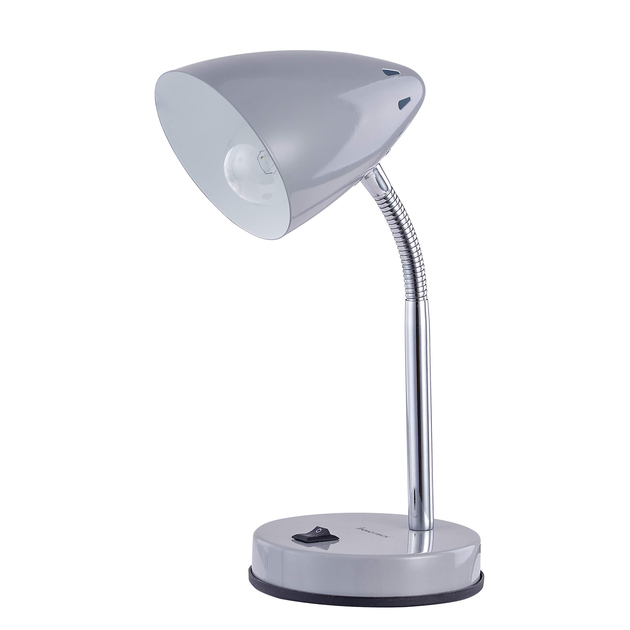 Innoteck Coloured Adjustable Flexi Desk Lamp – Bedside Night Light Reading Lamp - Metal – Grey