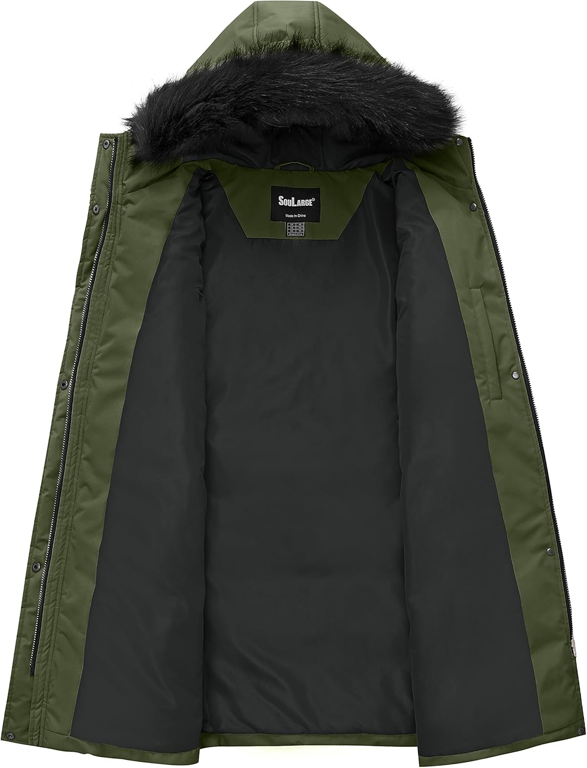 Soularge Women's Plus Size Winter Long Quilted Thicken Puffer Coat with Faux Fur Hood - Image 3