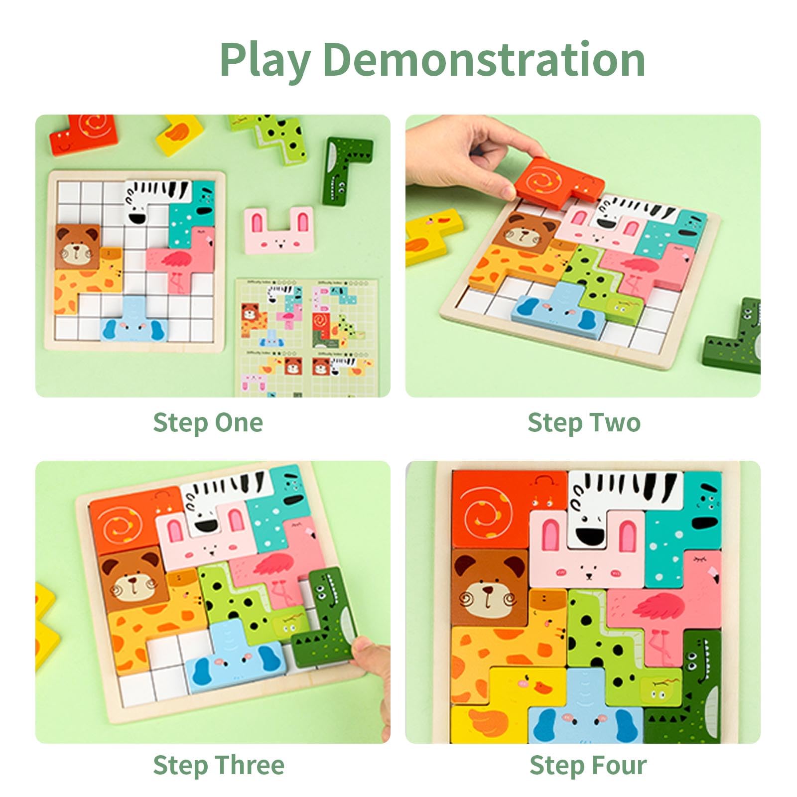 Dr. MUYA® Montessori Toy 3 4 5 Years, Children's Wooden Animal Jigsaw Puzzle, Educational Toys for 3+ Year Olds - Image 4