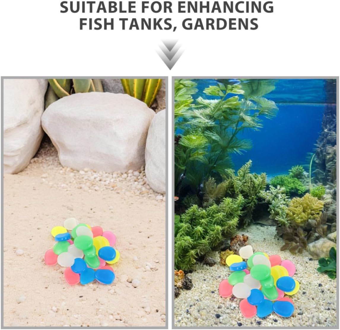 55pcs Glow Stones for Fish Tank, Wear Resistant Resin Pebbles 4.5cm