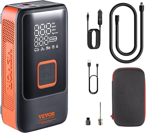 VEVOR Compresor de aire portátil para inflado de neumáticos, bomba de aire de doble cilindro de inflado rápido de 30 segundos, compresor de aire
