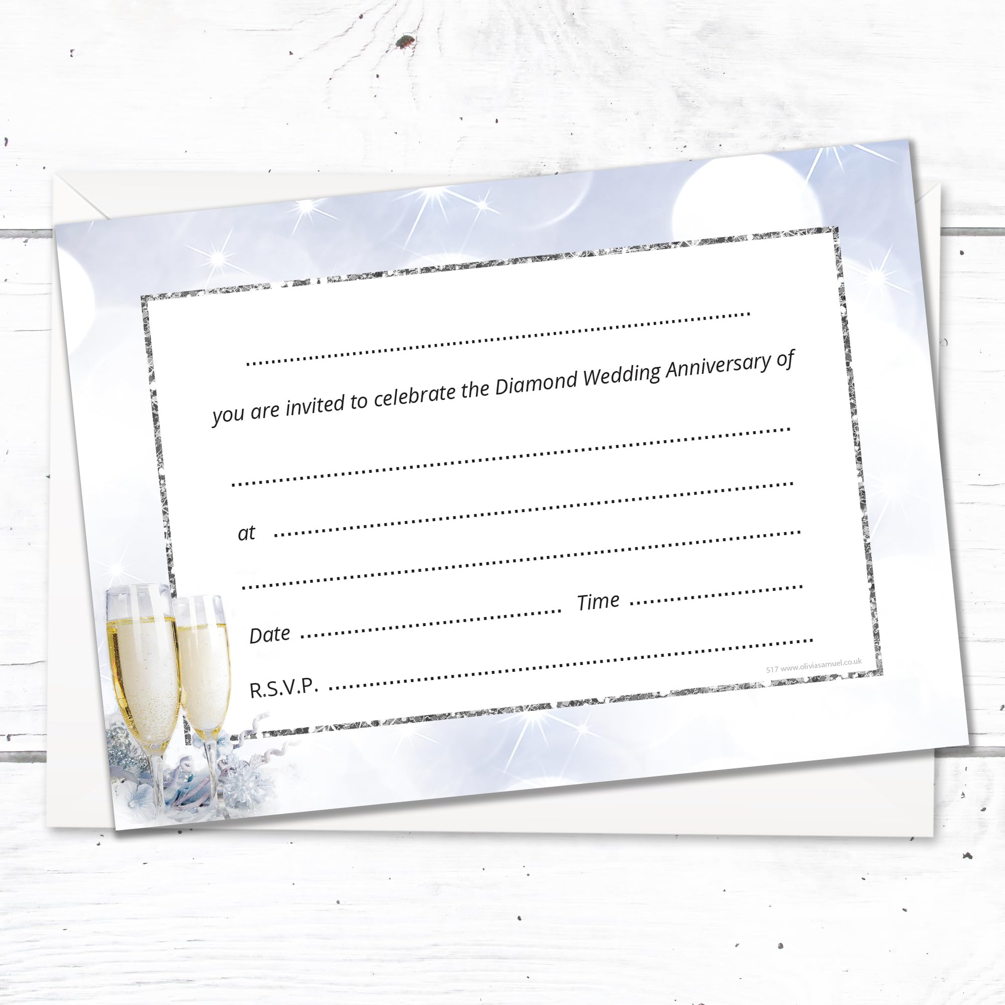 Olivia Samuel 20 x Diamond Wedding Anniversary Invitations, Ready to Write with Envelopes, Champagne 60th Anniversary - Image 4