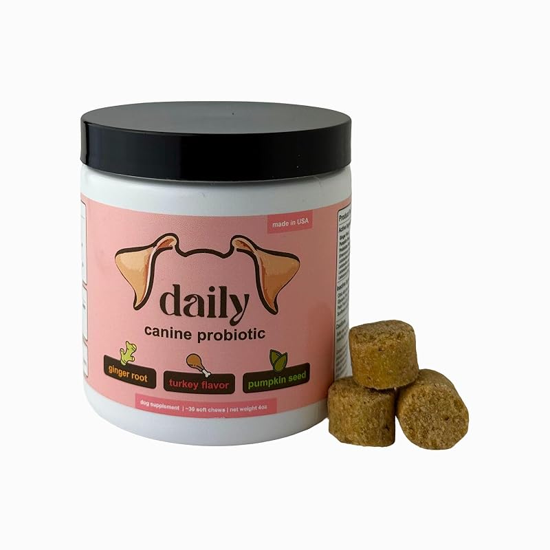 Probiótico para Cães em Mastigáveis Macios com 5 Cepas DLY PETS, Sabor Peru, Pacote com 30