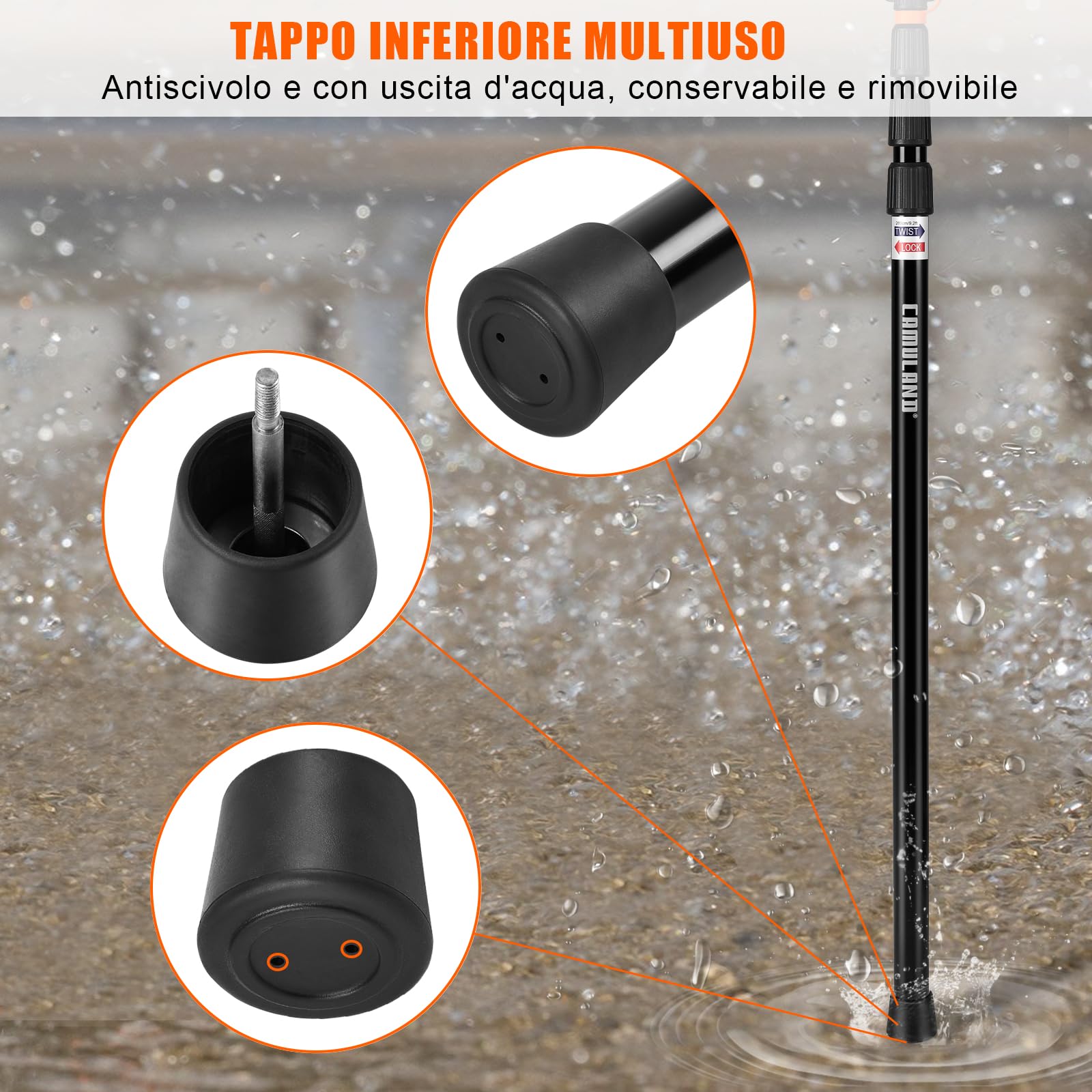 Pali per tenda, CAMULAND Set di 2 Pali per Tenda Heavy Duty, 34,5 "- 110,2" pali per tenda in alluminio per tenda regolabili (nero)