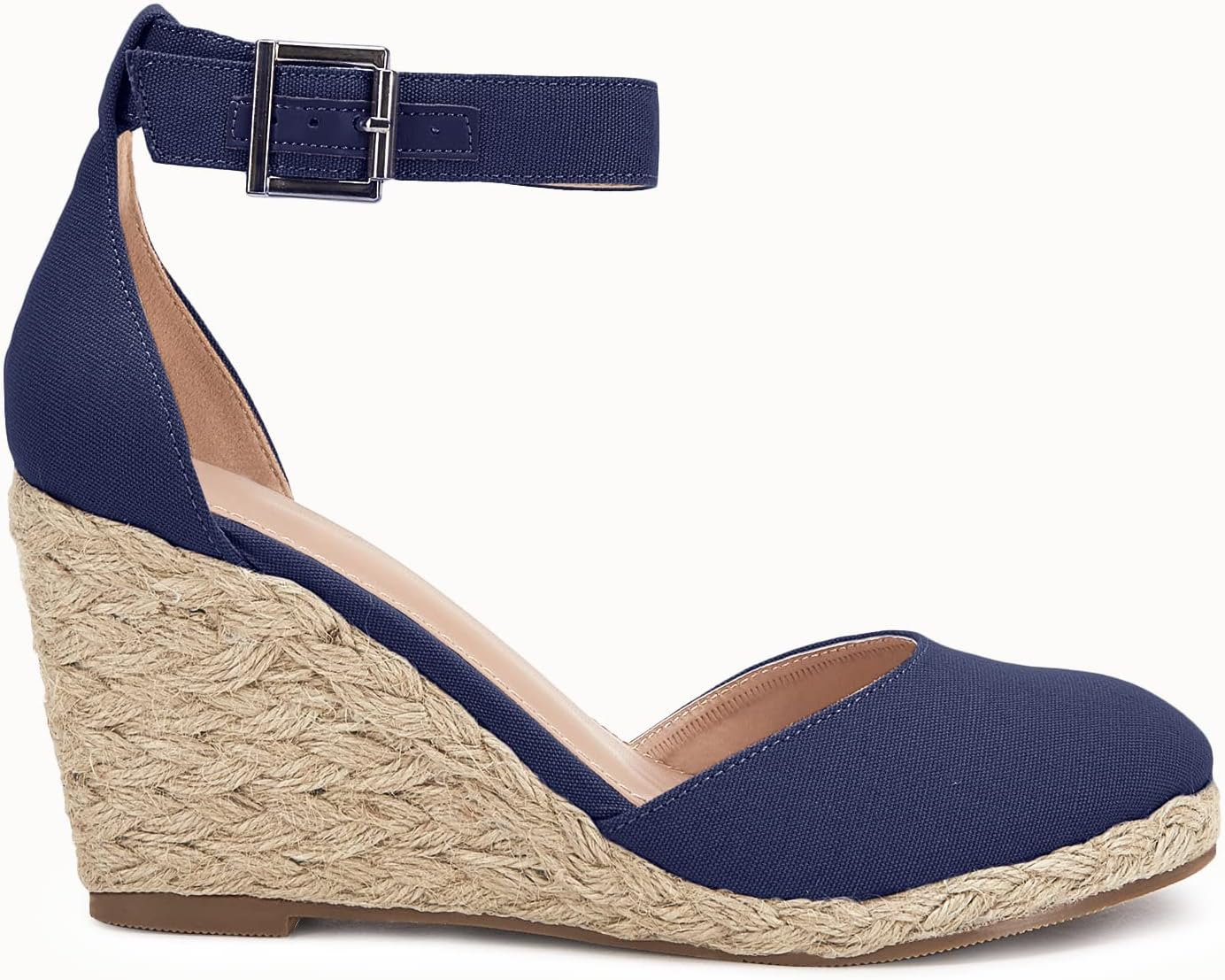 Womens Closed Toe Espadrilles Wedges Shoes Platform Heel Ankle Strap Buckle Dress Sandals - Image 4