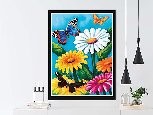 Miniatura 3 de VAIIEYO Pintura acrílica por números, flores, kit de pintura al óleo para bricolaje, lienzo, cuadros, dibujo con pinceles para niños, principiantes,