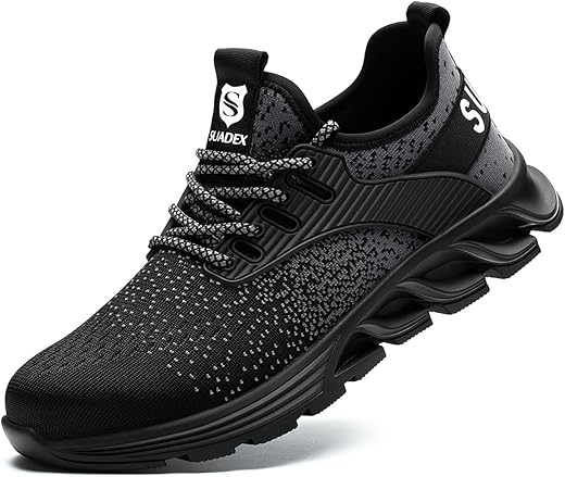 SUADEX Steel Toe Shoes for Men Women Indestructible Work Shoes Lightweight Comfortable Safety Sneakers Slip-Resistant Composite Toe Shoes for Construction