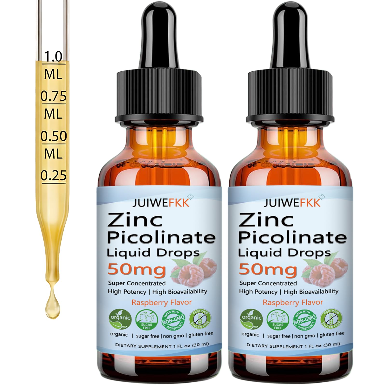 Zinc Picolinate 50mg Liquid Drops, Chelated Zinc Supplements for Men Women Kids Support Immune Skin Eye Health & Enzyme Function, Liquid Zinc Raspberry Flavor, Vegan Non GMO Gluten Free, 30 Servings — Amazon image 9
