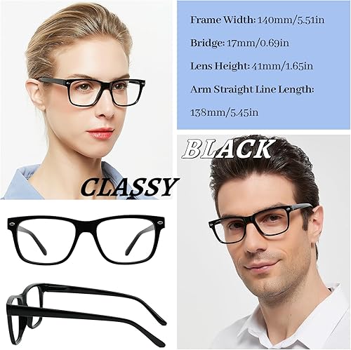 Miniatura 6 de Paquete de 4 lentes de lectura con bisagras de resorte, lectores rectangulares para mujeres y hombres 1.0 1.25 1.5 1.75 2.0 a 4.0