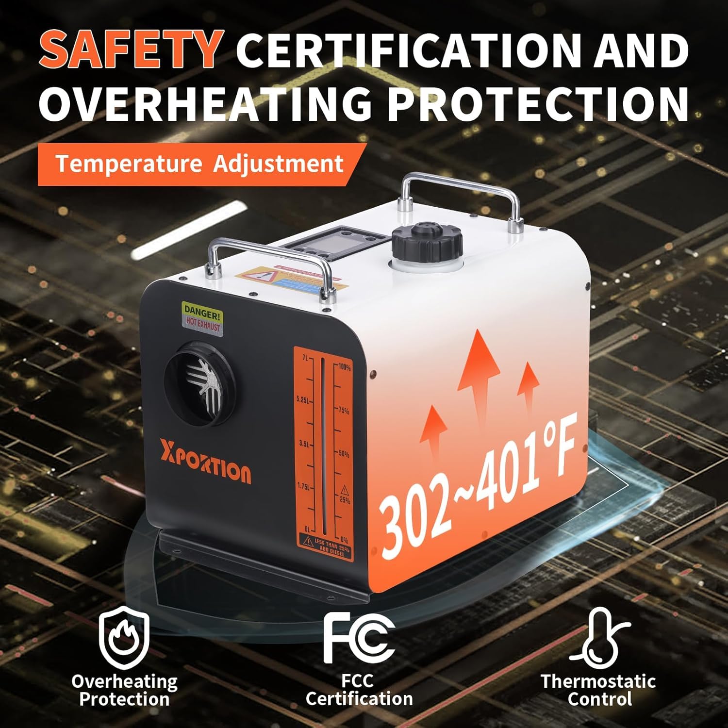 Riscaldatore diesel 8.3KW, riscaldatore d'aria diesel portatile nero 12V/24V/220V, riscaldatore diesel all-in-one con telecomando e pannello LCD per auto, camion, camper e uso interno