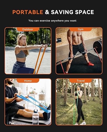 Miniatura 6 de SUNPOW Pull Up Assistance Bands - Set of 5 Resistance Heavy Duty Workout Exercise Stretch Fitness Bands Assist Set for Body, Instruction Guide and