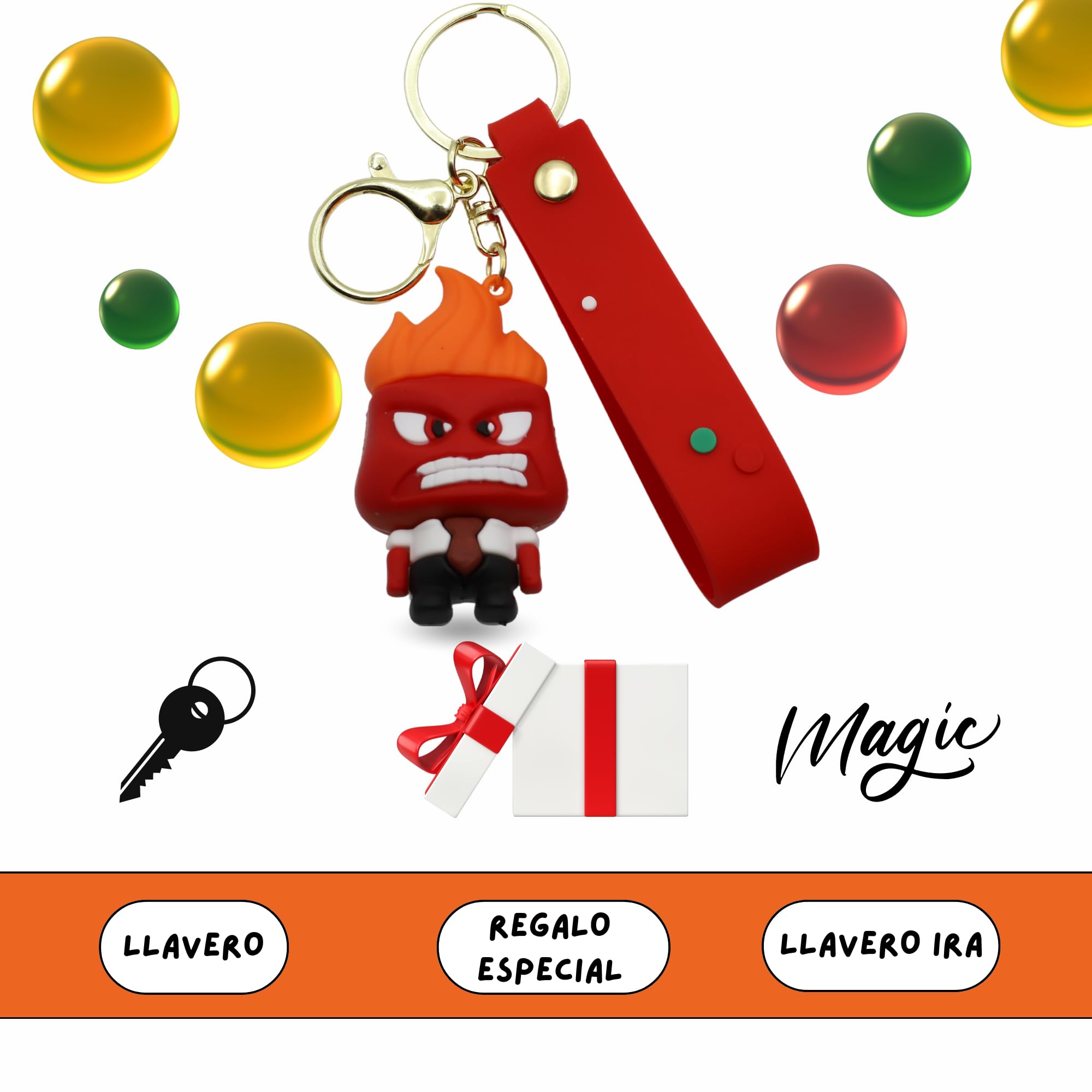 Llavero personaje ira silicona, dibujo animado furia, enfado, ira, 6 cm, Silicona - imagen 6