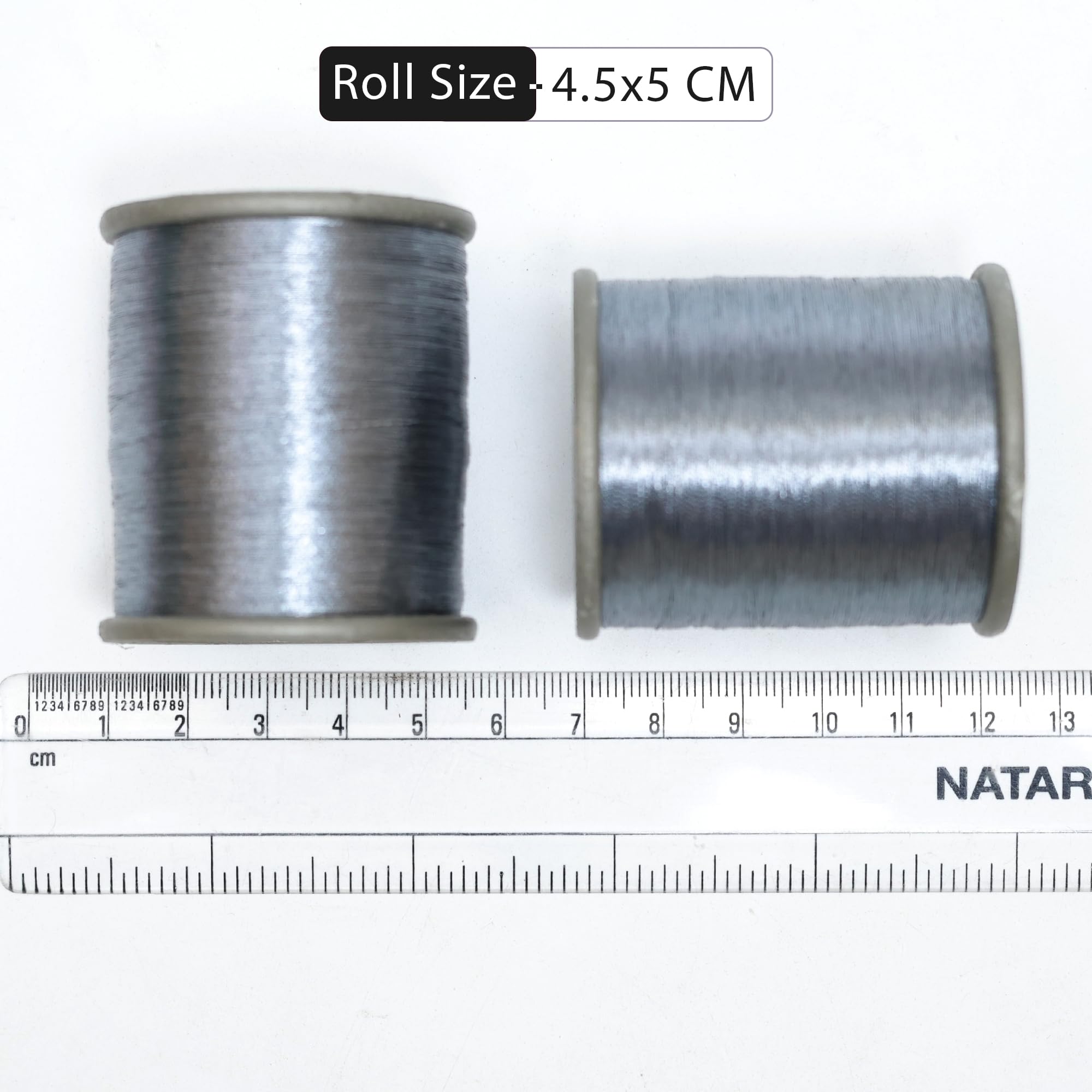 Embroiderymaterial Metallic Zari Thread for Embroidery, Sewing and Jewelry Making, Grey Color, 0.1MM(Pack of 2 Roll) 1