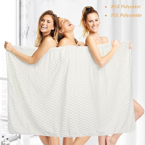 Miniatura 10 de 4 toallas de spa para mujer, bata de spa con cierre ajustable, parte superior elástica, envolturas ligeras para baño y ducha (morado, rayas)