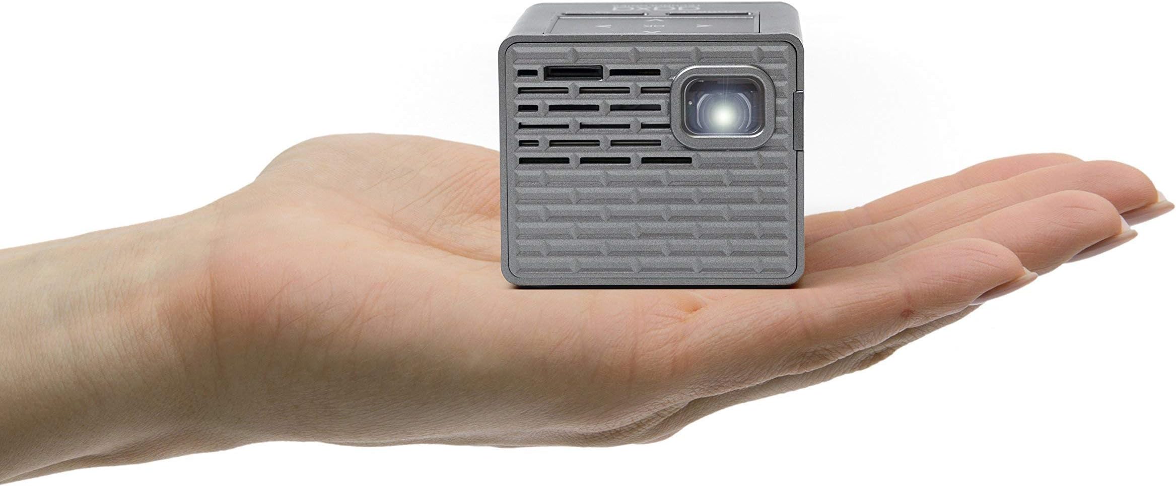 AAXA P2-B LED DLP Mini Cube Projector, Supports Full HD 1080P with HDMI, Rechargeable Battery, Onboard Media player, Up to 150” screen size, Compatible with Smartphone, Laptop, PS4, TV Stick (Renewed)