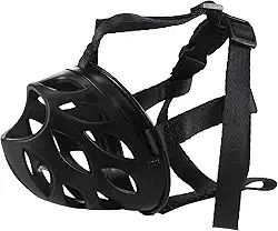 Focinheira para Cachorro Ajustável e Confortável Seguro Preto Petting Is Caring (M)