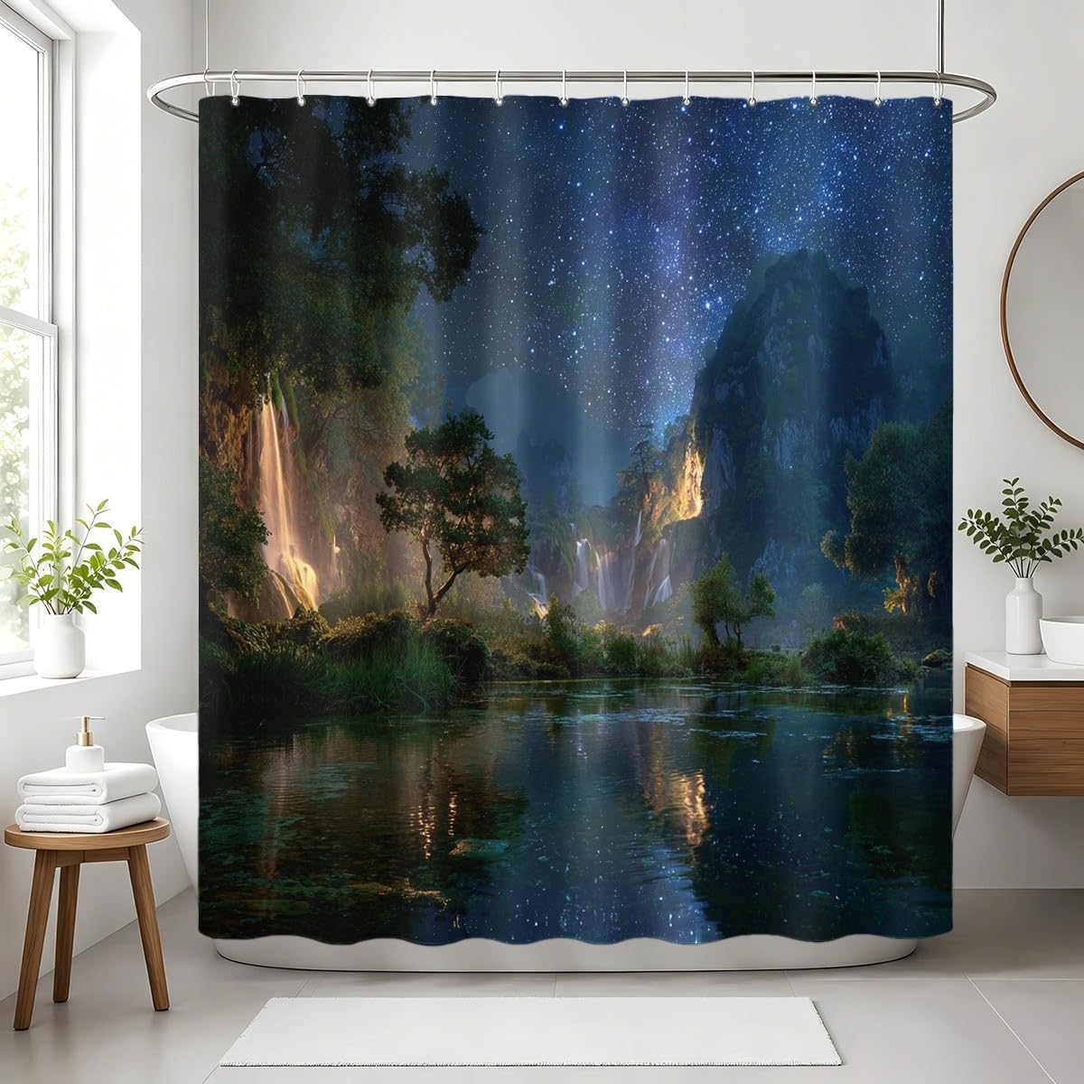 Generico Tenda Doccia 240x200 cm Verde Poliestere, per Bagno, Casa e Hotel