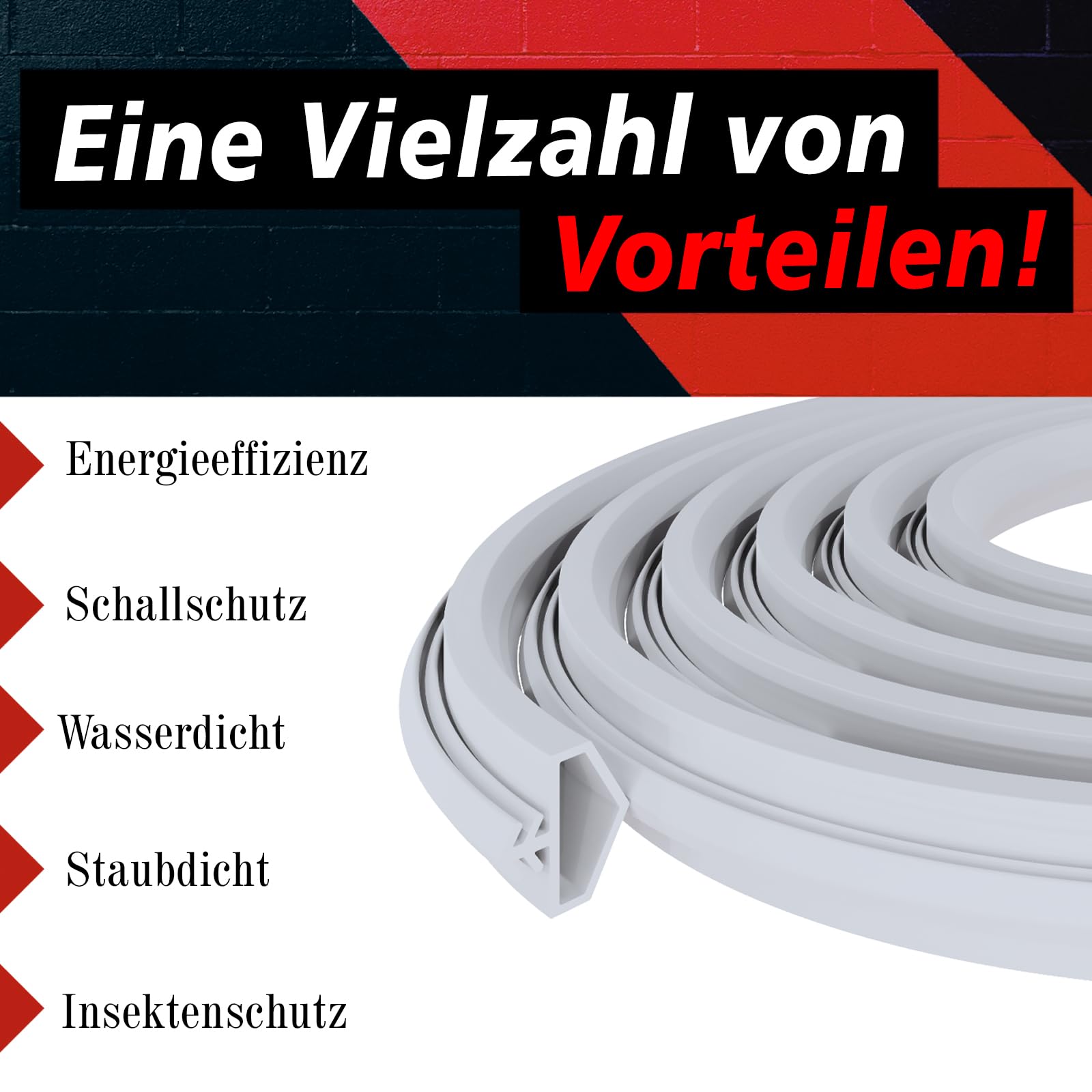 PRIOstahl Türdichtung flexible Dichtung Dichtband Gummidichtung Holztürdichtung - Weiss Länge: 200 Meter Falzbreite: 12mm Haustürdichtung Zargendichtung Zugluftstopper für Türen aus Weich-PVC